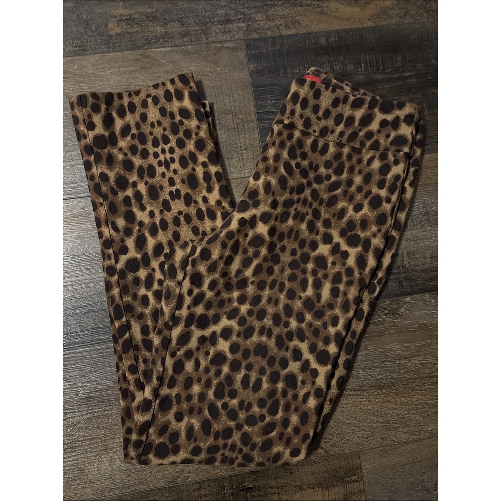 Krazy Larry High Rise Ankle Pants Size 2  Brown Pull On Leopard Print Stretch